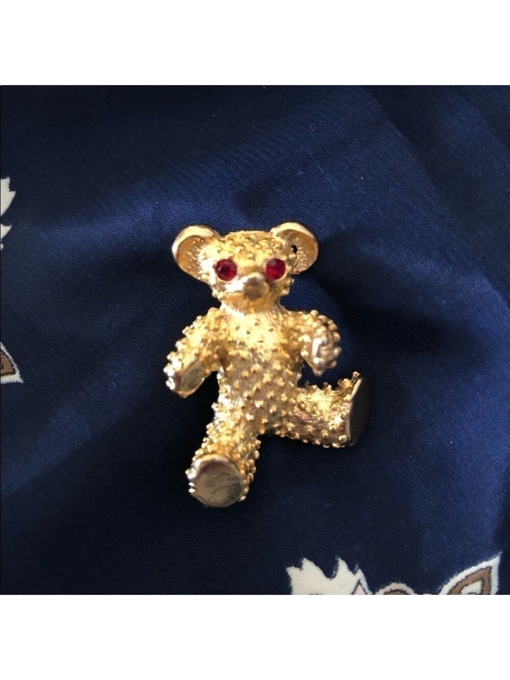 Vintage Gold Tone Teddy Bear Brooch